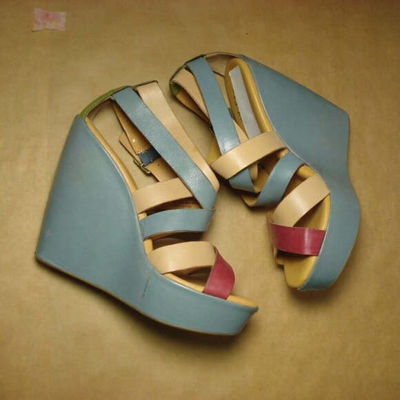 KORK-EASE Sandals Women's Size 7 Red Blue Hailey Wedge Platform K27033 - Picture 11 of 12